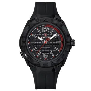 Imagem de Relógio Masculino Silicone Esportivo Quartzo A Prova D´agua Preto Vermelho