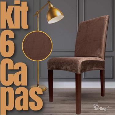 Imagem de Kit 6 Capas de Cadeira Linha Premium Suede - Marrom - OK Darling