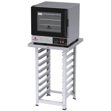 Imagem de Kit Forno Elétrico Progás Turbo Fast Oven Preto 4 Esteiras PRP-004 Plus 220V e Mesa Suporte Forno
