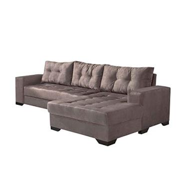 Imagem de Sofá 3 Lugares Bia com Canto Suede Liso Marrom Claro Império Estofados