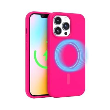 Imagem de FELONY CASE Capa de silicone para Apple iPhone 15 Pro Max - compatível com MagSafe, cor neon vibrante com forro de microfibra antiarranhões, aderência antiderrapante e capa protetora à prova de choque