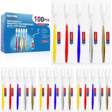 Imagem de Escova de dentes descartável Navona 100 unidades com pasta de dente 5g