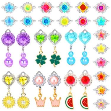 Imagem de Conjunto de joias para crianças ALOTJOY, anéis de strass e brincos com