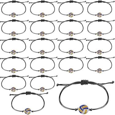Imagem de 20 peças de pulseiras esportivas de lembrancinhas de festa, pulseiras esportivas inspiradoras com tema esportivo, joias esportivas ajustáveis para mulheres, homens, presentes adultos (vôlei)