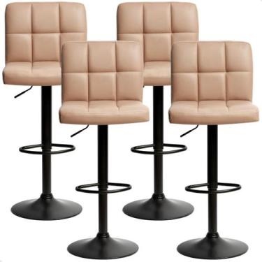 Imagem de Banquetas Gomos Confort Giratória Estofada Cozinha Kit 04 Un Bege - pr