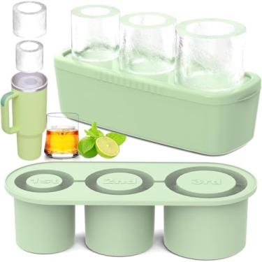 Imagem de Forma de Gelo Bandeja Molde 3 Tamanhos – Silicone Flexível, Antiaderente e Reutilizável – Cubos Grandes para Copos, Drinks e Água (Caixote Cilíndrico) (CORES SORTIDAS)