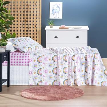 Imagem de Jogo de Cama Solteiro 200 Fios Infantil Estampado 03 Peças Tutti Kids Rainbow