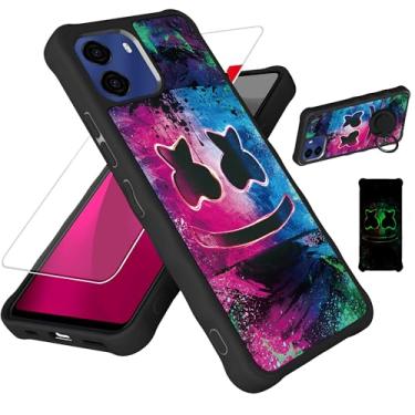 Imagem de Aroepurt Capa compatível com BLU G35 capa de telefone [PC rígido + silicone macio][suporte para anel] [efeito luminoso] YGH-BQ