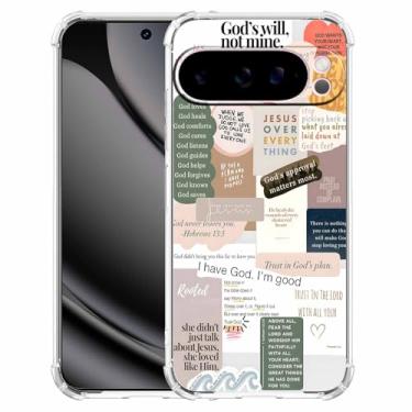 Imagem de malegaon Versículos da Bíblia com citações de Jesus Cristão Padrão de Colagem, Capa de Telemóvel TPU Macio para Google Pixel 10 Pro XL