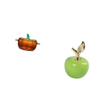 Imagem de Fenteer Prato de Vidro para Doces, Tigela em Formato de Abóbora, Pote de Biscoitos, Estátua Laranja, Ornamento, Simulação de Arte, Decoração para Casa, Estatu