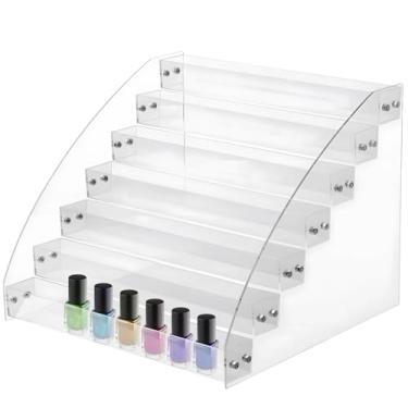 Imagem de Organizador de tinta acrílica de 7 camadas para garrafas de 59 ml, rack de armazenamento de mesa transparente para artesanato, suporte de tinta