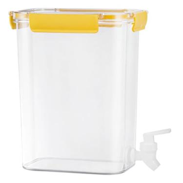 Imagem de Dispensador de água para animais de estimação, bico de 4,5 L, fácil de armazenar, empilhável, cabo amarelo, selado à prova de vazamento, amaciante de suco, detergente para roupas de plástico, seguro