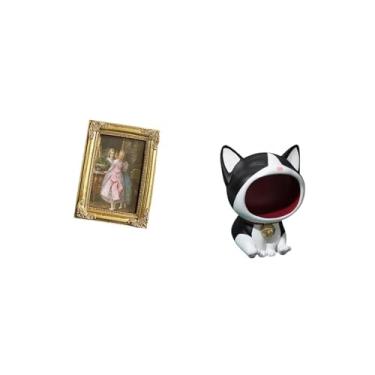 Imagem de Fenteer Porta-retratos de Resina para Gatos, Porta-cartões, Pôster, Porta-retratos de Vidro, Estatueta Decorativa para Mesa, Centro de Mesa, Quarto, Escritóri