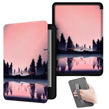Imagem de Akacy Padrão pintado com alça para o novo Kindle de 6 polegadas (11ª geração - versão 2024/2022) - capa leve de couro PU com hibernar/despertar automático para e-reader Kindle 11ª geração 2024/2022
