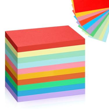 Imagem de 1000 cartões de índice em branco com 5,5 × 7 cm de espessura, cartões em branco de cores sortidas, cartões coloridos de estudo, papel de construção, cartão de estudo multicolorido, para desenhar, casa