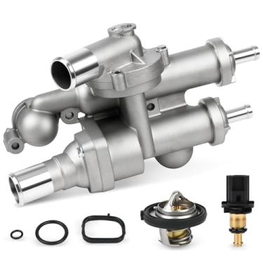 Imagem de 68003582AB Conjunto de carcaça de termostato de refrigeração de motor de alumínio atualizado compatível com Chrysler 200 Sebring Dodge Avenger Caliber Journey Jeep Compass Patriot 2.4L 2007-2020 com
