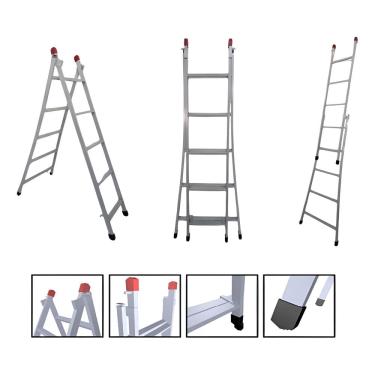 Imagem de Escada Extensiva 3 em 1 Aço 5x8 Degraus 2,40m 120kg NV205P
