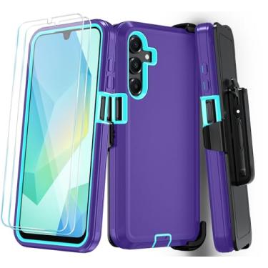 Imagem de Qinmay Capa de telefone para Samsung Galaxy A17 5G, capa para Galaxy A16 5G com protetor de tela HD, capa de telefone resistente à prova de choque de 3 camadas para Galaxy A17 / A16, clipe de cinto