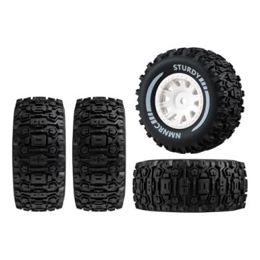 Imagem de NMNRC Pre-Glued Plastic Rim Wheels and Tires Compatible with Arrma 1/16 Mojave Grom 4X4 RTR Series Upgrades Part White