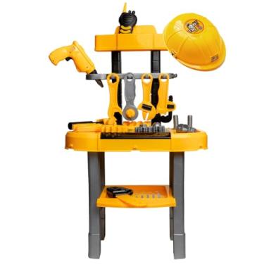 Imagem de BVX Kit Oficina Infantil com Bancada, 31 Peças, Plástico Polipropileno, Amarelo e Preto, Brinquedo Educativo com Ferramentas para Crianças a partir de 3 Anos