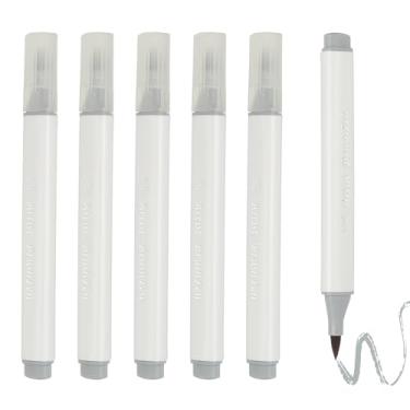 Imagem de PATIKIL Caneta de aquarela de arte, 6 peças, caneta de aquarela triangular de ponta macia para escritório, artesanato, álbuns, escrita, diário, desenho, caligrafia, cinza