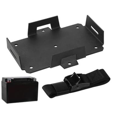 Imagem de Bandeja de caixa de bateria, caixa de suporte de bateria de montagem pequena, bandejas de tensão de substituição automotiva com alça de retenção para motocicletas e barcos