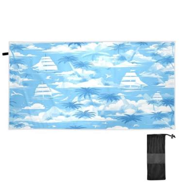 Imagem de ATTX Toalha de praia de palmeiras 79 x 188 cm - Cobertor leve de microfibra resistente à areia de secagem rápida para piscina, ioga, academia e viagens | Esportes de banho de natação multiuso #330