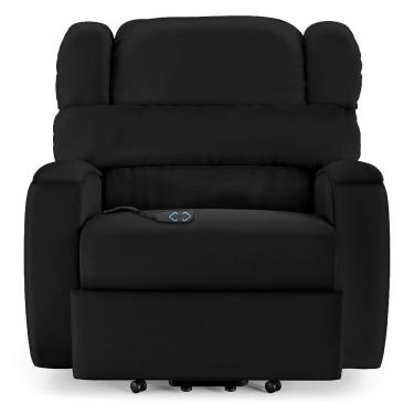 Imagem de Poltrona Do Papai Reclinável Napoli Elevação Lift Elétrico Pu Preto Brilho Fh1