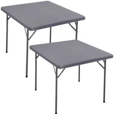 Imagem de Pacote com 2 toalhas de mesa elásticas para mesa quadrada de 86 x 86 cm, impermeável, elástica, lavável, toalha de mesa de piquenique, toalha de mesa dobrável de elastano para acampamento, banquete