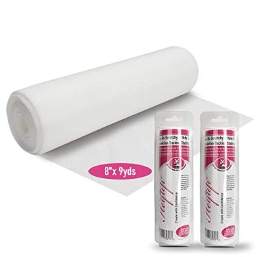 Imagem de Capa de costura com ferro no bordado 20 cm x 9 m Estabilizador de peso leve evita arranhões ou coceira, suporte de toque suave para pele sensível, bebês e roupas bordadas, pacote com 2