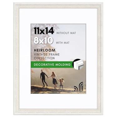 Imagem de Americanflat Molduras vintage - Porta-retrato 28 x 35 cm com detalhes em contas e vidro resistente a estilhaços - Use como moldura de 20 x 25 cm ou exibição de fotos 28 x 35 cm sem tapete - Coleção