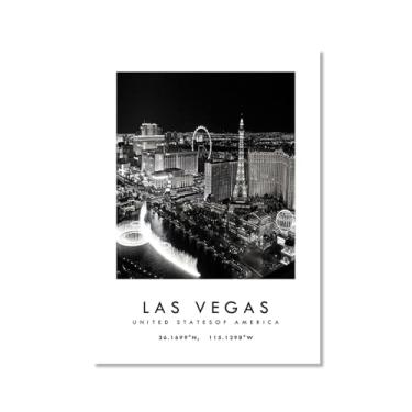 Imagem de Pôster de cidade preto e branco - impressão de viagem Roma Las Vegas Veneza Paris Sydney Amsterdã Amalfi Sanfrancisco Pintura em tela impressões de paisagem da cidade do mundo imagens de parede pôster