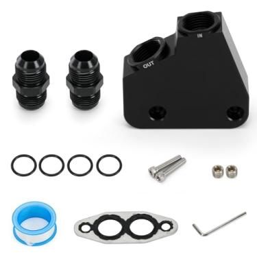 Imagem de PQY Kit adaptador de refrigerador de óleo do motor LS 10AN portas de entrada de óleo e portas NPT de 1/20.3 cm para linha de fornecimento de óleo turbo compatível com motores GM LS LS1 LS2 LS3 LS6 LS7