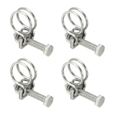 Imagem de HARFINGTON 4 peças de clipes de mangueira de fio duplo 13-16 mm 304 braçadeiras de tubo de fio ajustáveis de aço inoxidável 304 com parafuso M6 prendedor de junta de encanamento para coleta de poeira