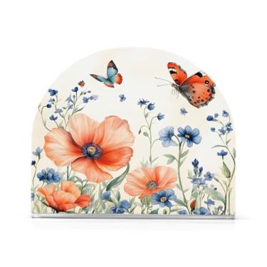 Imagem de xigua Porta-guardanapos para mesas de flores silvestres e borboletas – Porta-guardanapos para cozinha, porta-guardanapos de mesa, porta-guardanapos de coquetel, porta-guardanapos de papel407