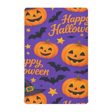Imagem de Wassud Lençóis de berço respiráveis de Halloween Pumpkins, capas de colchão de berço de 68 x 99 cm, neutros para meninos e meninas (serve para berço padrão e pacote e brincadeira)