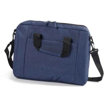 Imagem de Porta Notebook 15.6" Premium Tecido Poliéster - Pasta Executiva Reforçada Forrada - Alça de Mão e Ombro - Bolso Lateral - Maleta Leve e Resistente para Laptop (Azul)