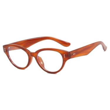 Imagem de Óculos de sol estilo olho de gato, luxuoso, com rebites, retrô, armação pequena, masculino, para dirigir, para viagem, UV400 (laranja, transparente)