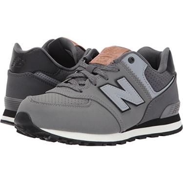 Imagem de New Balance Tênis infantil 574 V1 com cadarço, Cinza/preto, 2.5 Little Kid