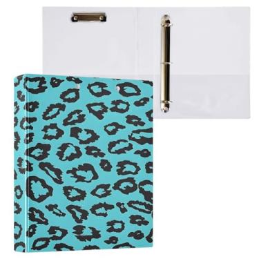 Imagem de CEBUGI Fichário redondo de 3 anéis com estampa de leopardo, 3 polegadas, comporta 200 folhas, pastas com 3 bolsos de PVC transparentes para escritório, 31,5 x 27 x 6 cm, 1 pacote