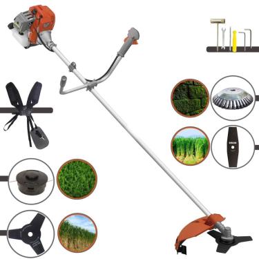 Imagem de Roçadeira Cortador de Grama À Gasolina RL520ACG2 2T 52cc 2HP de Alta Performance Com Carretel e Faca 3 Pontas + EXTRA Faca 2 Pontas e Escova de Aço