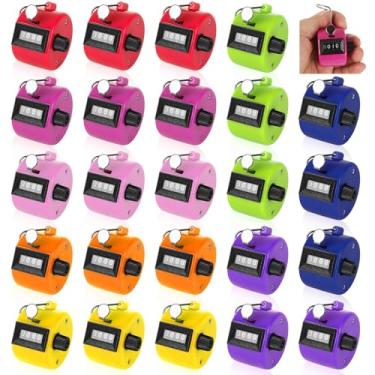 Imagem de LDHHYH Pacote com 24 contadores de cliques, contador de contagem manual, 4 dígitos mecânicos para contagem de números, golfe, eventos esportivos, escritório, estádio