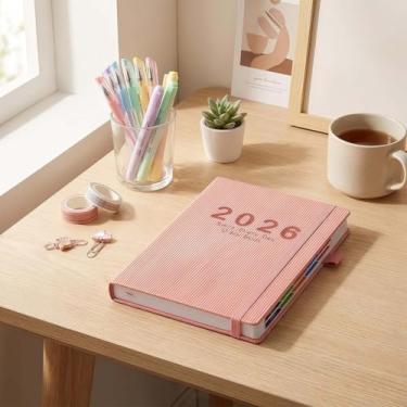 Imagem de Calendário de parede 2026 com layout mensal, planejador anual de grande formato para escritório e uso doméstico, organizador de agenda de 12 meses para exibição de parede (rosa)