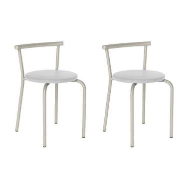 Imagem de Conjunto 2 Banquetas 105 Tubo Prata Napa Branca Carraro - MÓVEIS CARRA