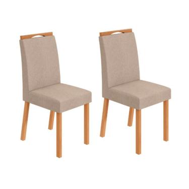 Imagem de Conjunto com 2 Cadeiras Bonna Linho Bege e Amêndoa