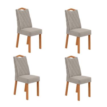 Imagem de Conjunto com 4 Cadeiras Vênus Veludo Capuccino e Amêndoa