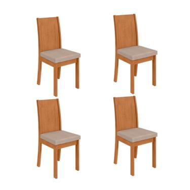 Imagem de Conjunto com 4 Cadeiras Athenas Linho Bege e Amêndoa