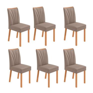 Imagem de Conjunto com 6 Cadeiras Tessera Suede Bege e Amêndoa