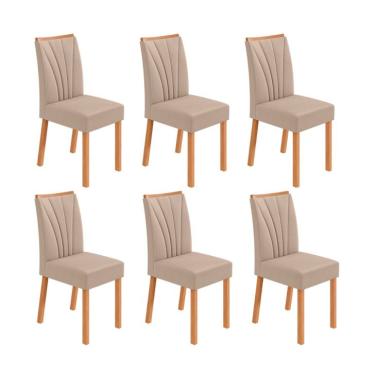 Imagem de Conjunto com 6 Cadeiras Tessera Veludo Creme e Amêndoa