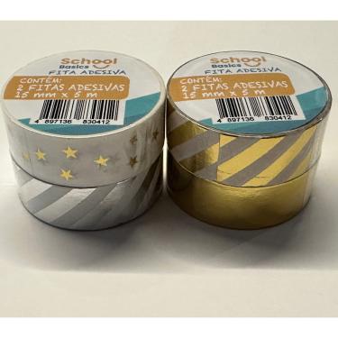 Imagem de School Basics Fitas Adesivas Decorativas 15 mm x 5 m - 2 unidades Prata e Dourado
